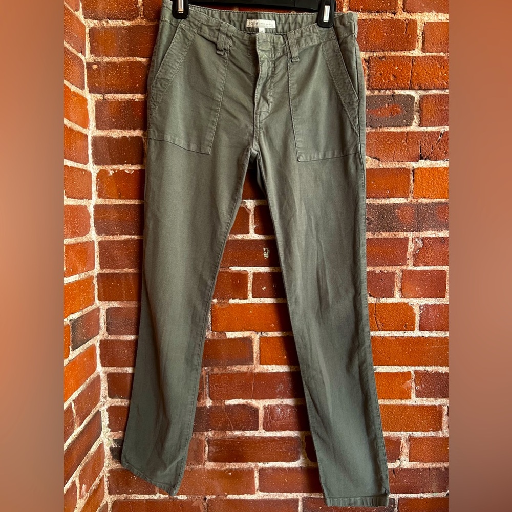 Joie Jeans Size 25 Painter Pant Green Cotton Linen Blend Made in USA